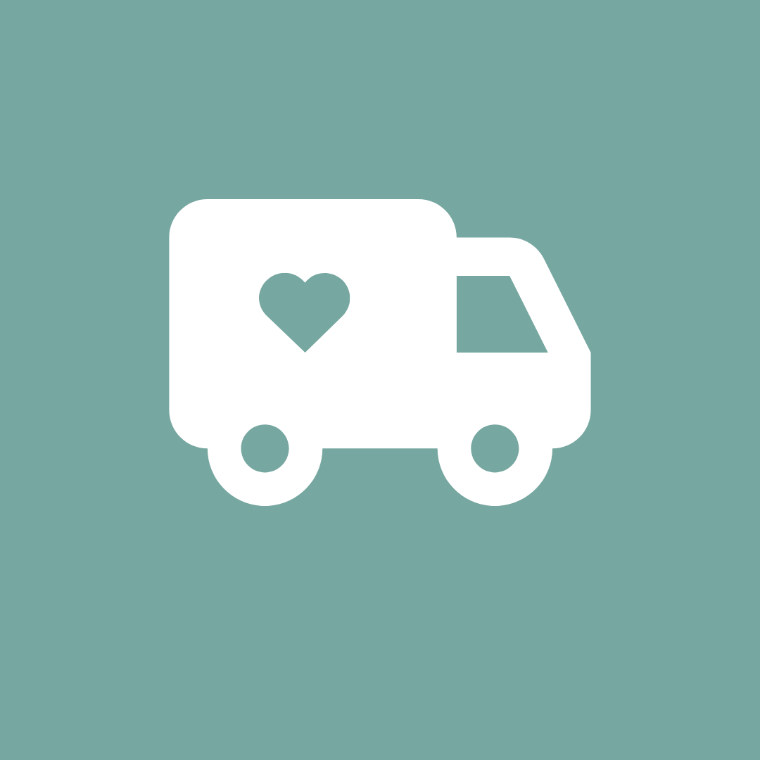 White delivery truck with a heart on a teal background