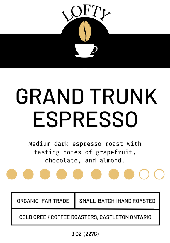 Coffee Beans - Grand Trunk Espresso 1/2 lb (Med-Dark)